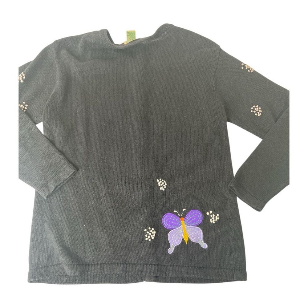 Quacker Factory Black Butterfly Button Down Cardi… - image 7